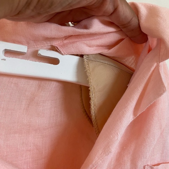 Vintage Peach Pink Linen Button-Up Women's Top - Picture 10 of 10